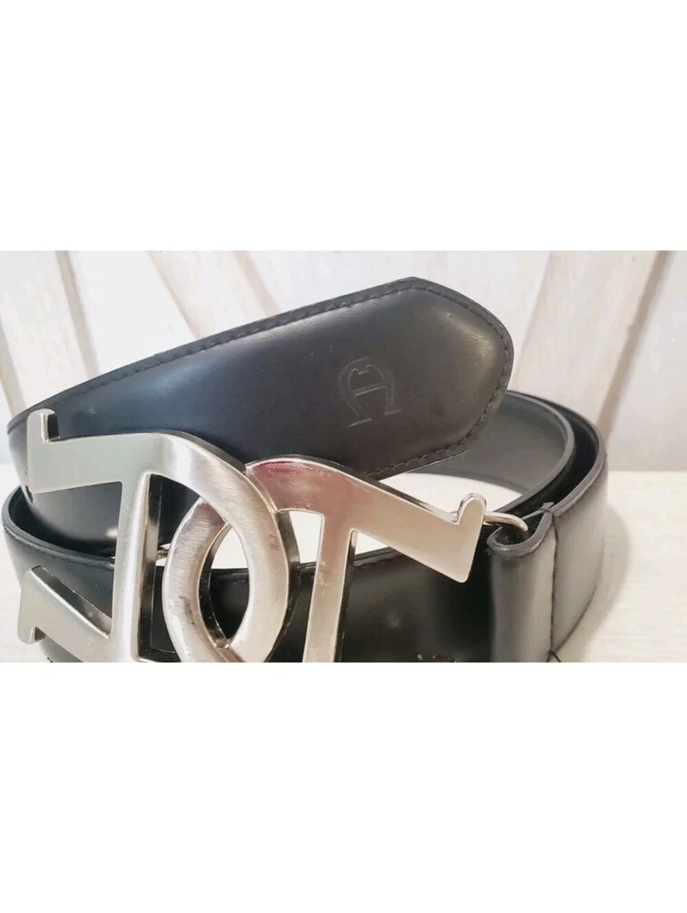 Rare Etienne Aigner Horsebit Buckle Black Leather Silver Tone Toggle Belt M